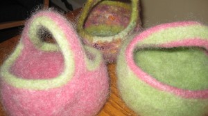 felted moebius baskets